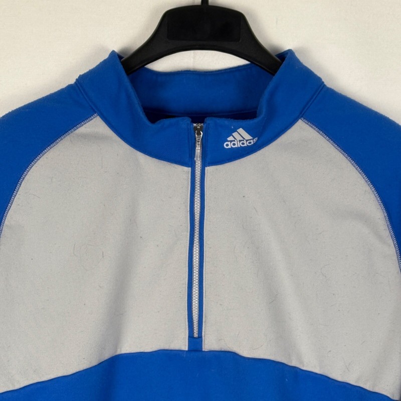Adidas Golf 1/4 Zip GorpCore Mid-weight Pullover Gray/Blue 2XL NormCore Logo gallery