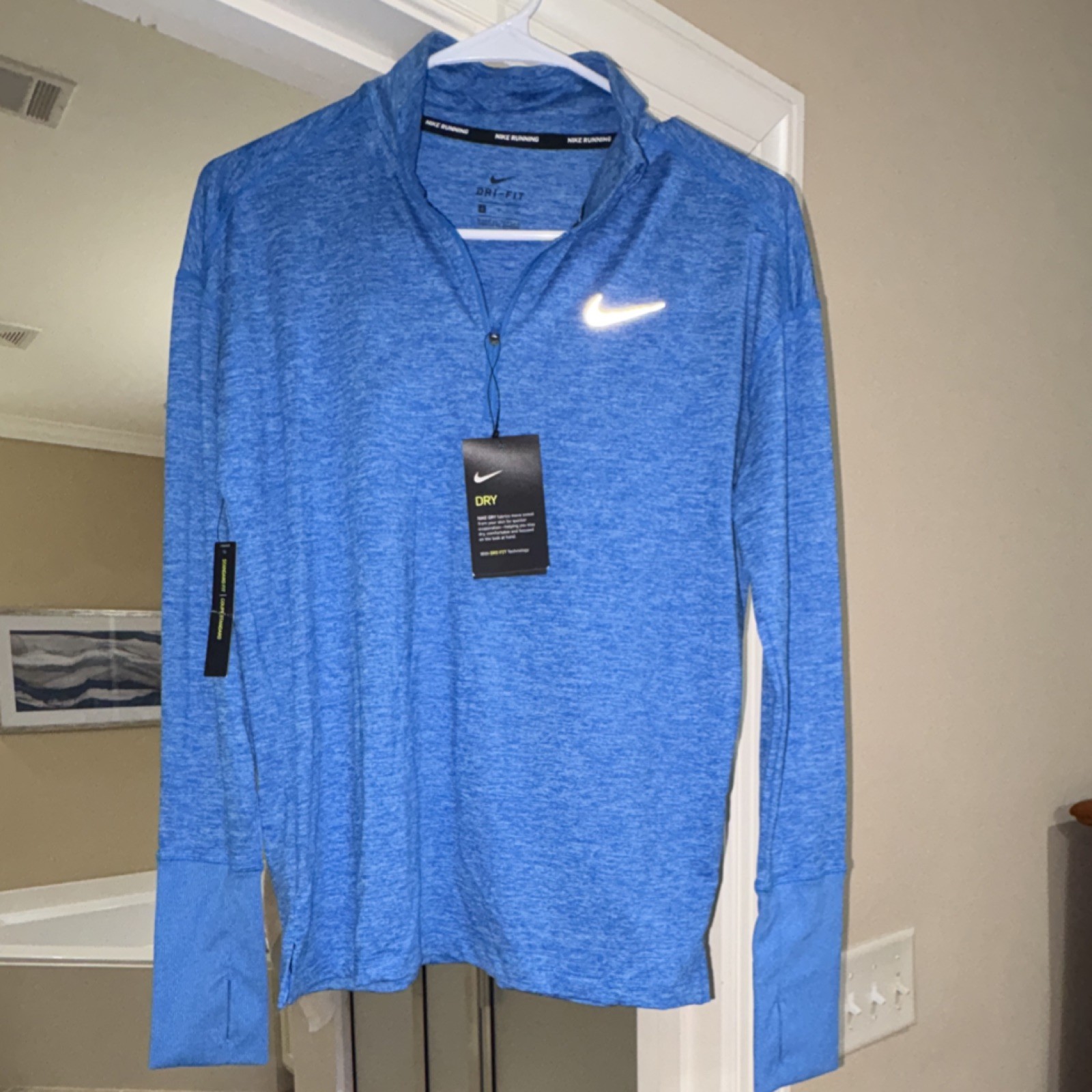 Nike Dri-FIT Athletic 1/4 Zip Pullover Blue Long Sleeve Women’s Small Running gallery