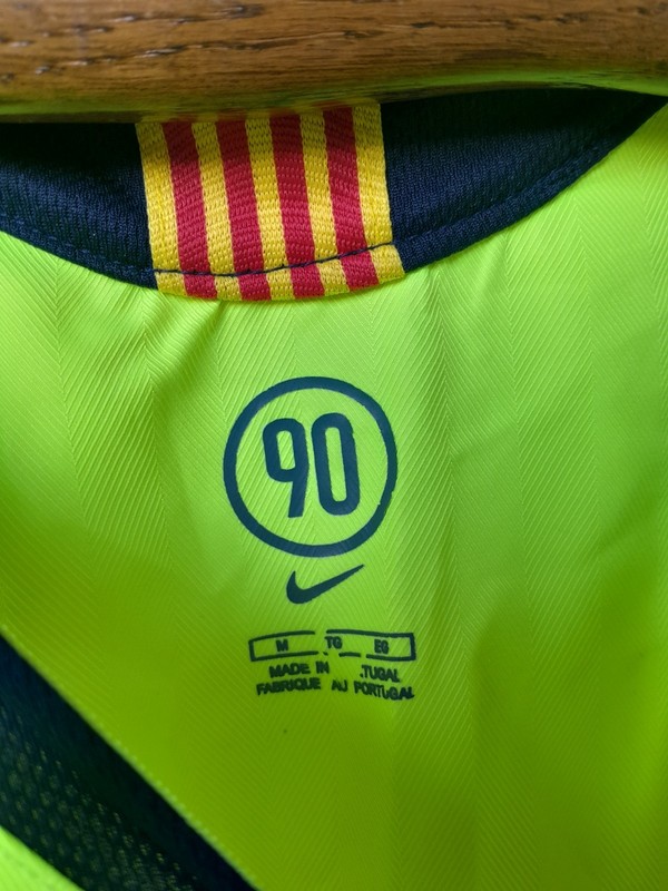 Vintage FC BARCELONA T90 Jersey Mens M Neon Yellow Soccer Drill Training Top gallery