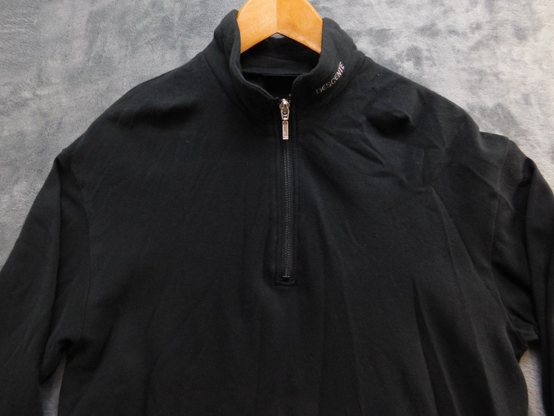 Descente 1/4 Zip Pullover Jacket Men's M Black Long Sleeve Band Collar gallery