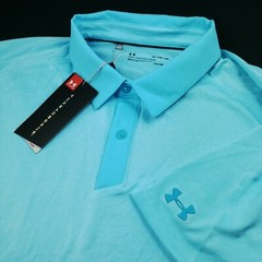 Under Armour Golf Threadborne Heatgear Performance Large Polo Shirt Blue