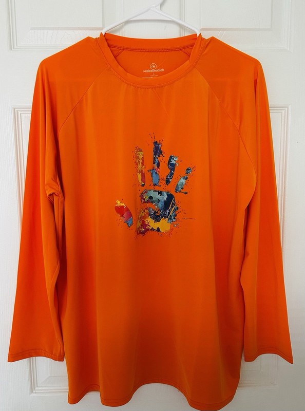 NEW Orange Long Sleeve Performance Fishing Shirt UPF50+ Sun Protection Size L gallery
