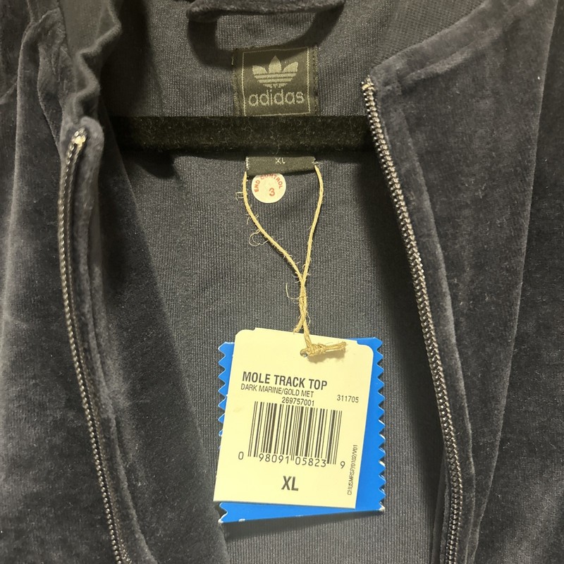 Adidas Mole Velour Track Top Jacket Navy Blue Size XL New Y2K (2002) gallery