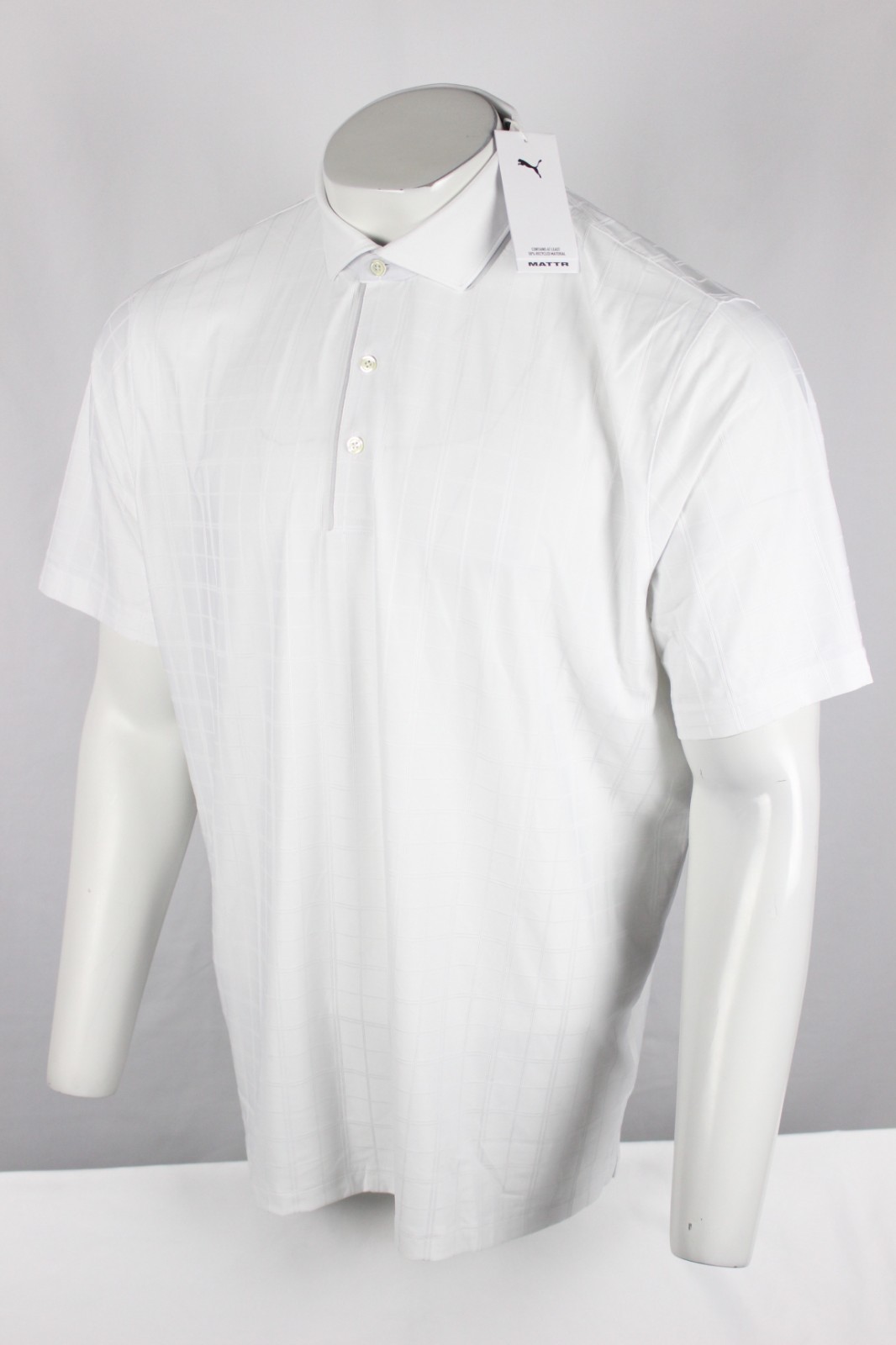 Puma Men's MATTR Check Men's Short Sleeve Golf Polo Shirt White Glow 633487 02 gallery