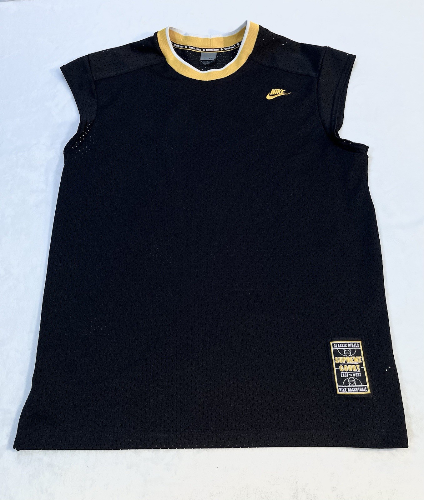 Nike Vintage Jersey Mens Large Black Swoosh Mesh Supreme Court East West gallery