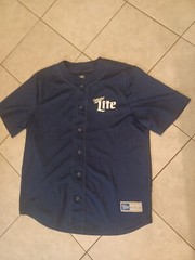 Retro Miller Lite Beer #75 Baseball Jersey Double sided 2014 Blue sz X-Large XL