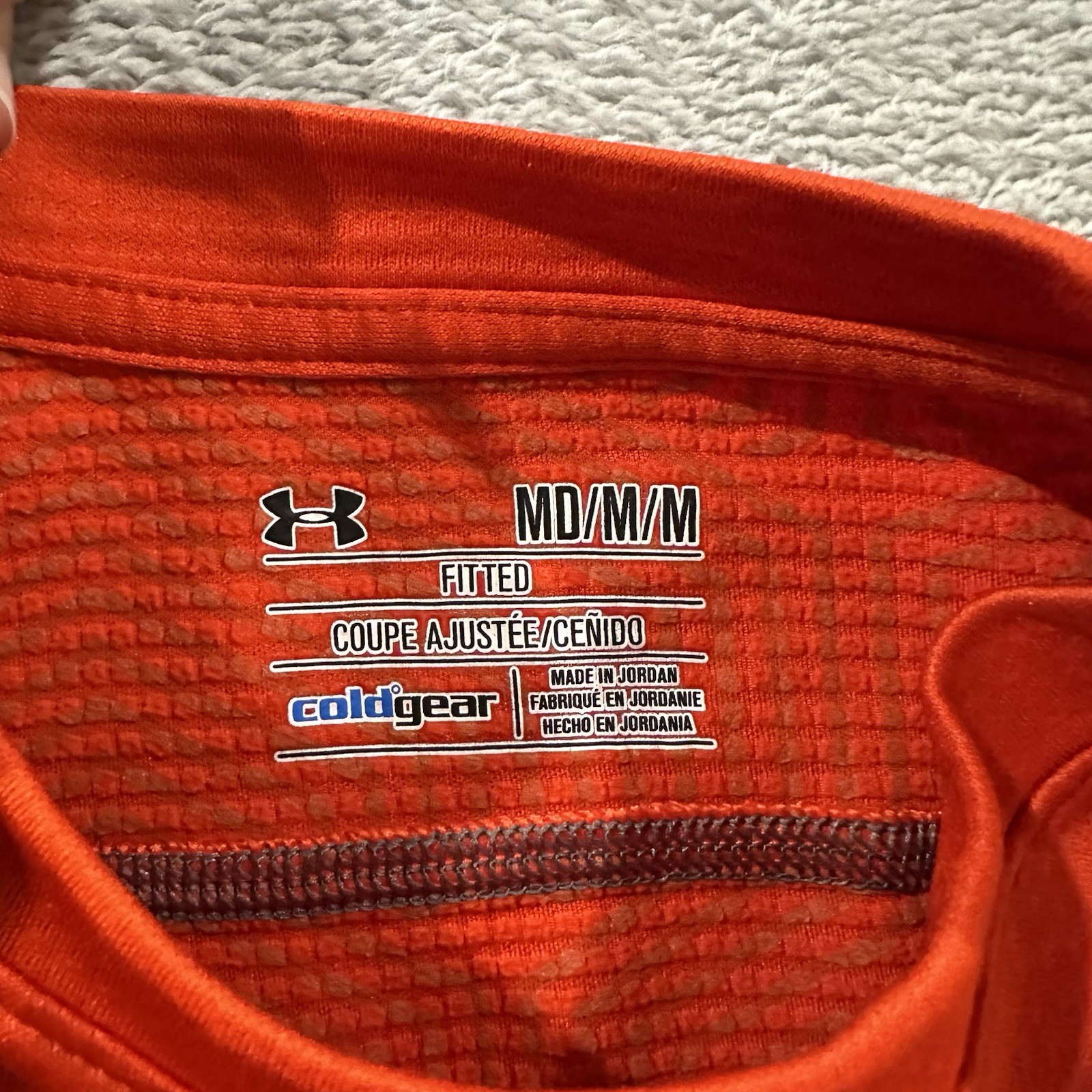 Under Armour Coldgear Long Sleeve Fitted Shirt Men M Orange Active Compression gallery