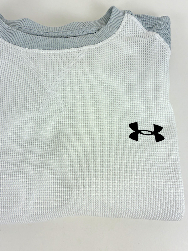 Under Armour Men's Large Waffle Knit Long Sleeve Crew Neck Shirt White Gray gallery