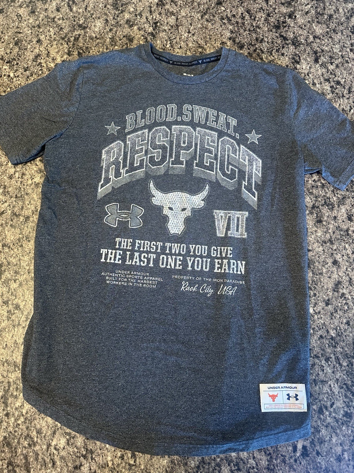 Under Armour Project Rock Shirt Short Sleeve Blood Sweat Respect Size Medium gallery