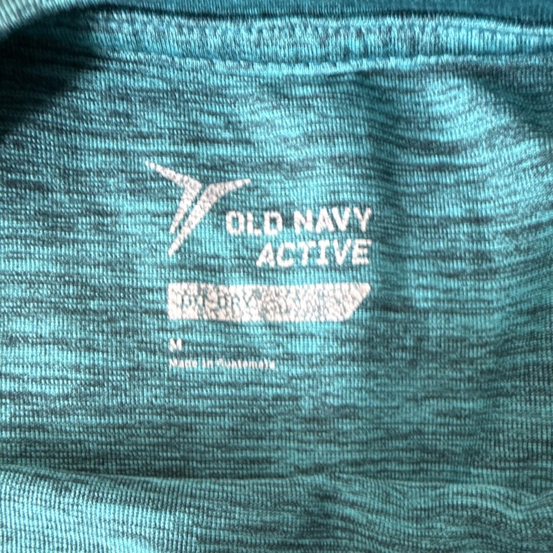 Old Navy Active Men's Athletic Fit Heathered Logo Crew Neck Tee Blue Green M gallery