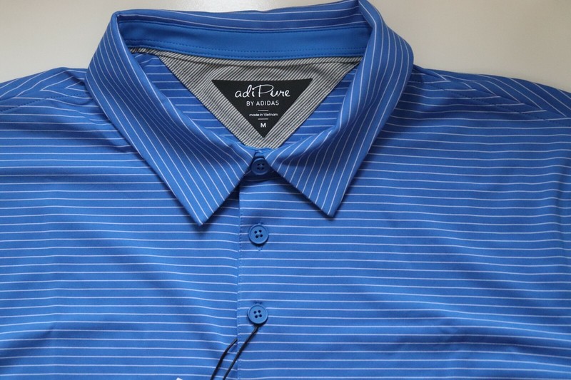 ADIDAS ADIPURE TECH STRIPED GOLF SHORT SLEEVE POLO SHIRT TOP - BLUE DT4332 MEN M gallery