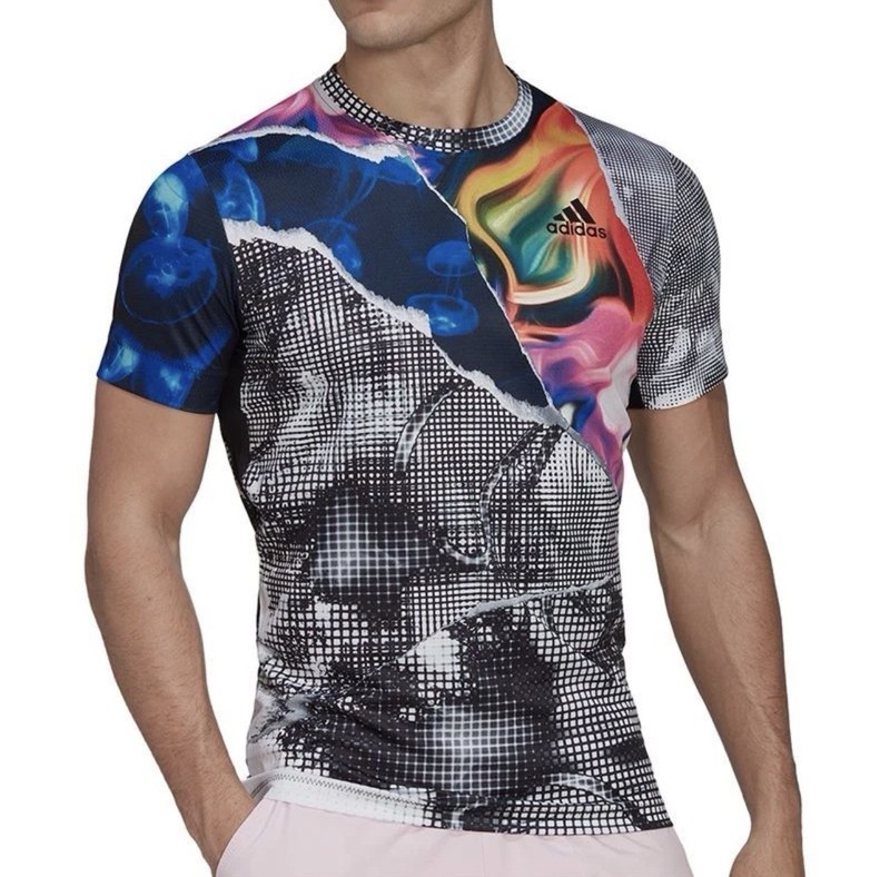 Adidas Men's USA Series Tennis Size XL court Printed Freelift Tee Shirt HC8535 gallery