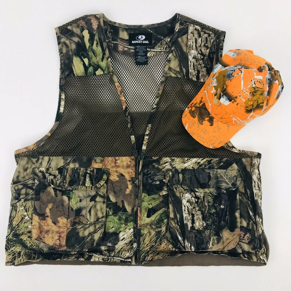 New XL/2XL Mossy Oak Dove Vest & Used Orange Baseball Cap Lined Game Bag Bird