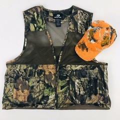 New XL/2XL Mossy Oak Dove Vest & Used Orange Baseball Cap Lined Game Bag Bird