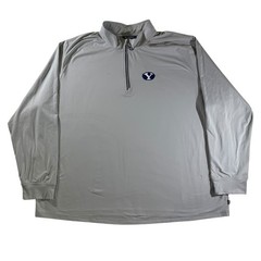 NWT Cutter & Buck BYU Cougers Men Pullover 1/4 Zip Size 5XB Gray Polyester