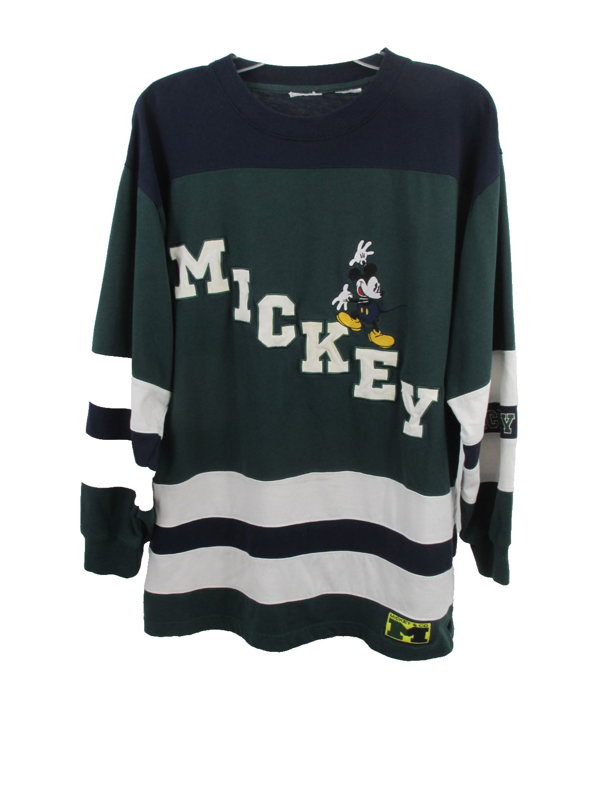 DISNEY MICKEY & CO Pullover Rugby Shirt Unisex L Green Long Sleeve Embroidery gallery
