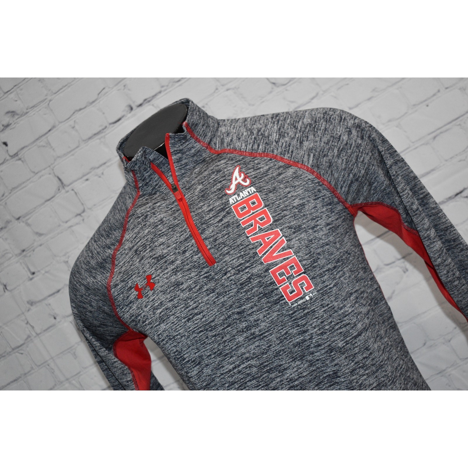 Under Armour Golf Pullover Shirt 1/4 ZIP Men Size Small Atlanta Braves Baseball gallery