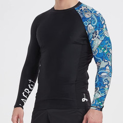 Mens Long Sleeve Baselayer UPF 50+ Skins Compression Rash Guard – Fantasy 2XL
