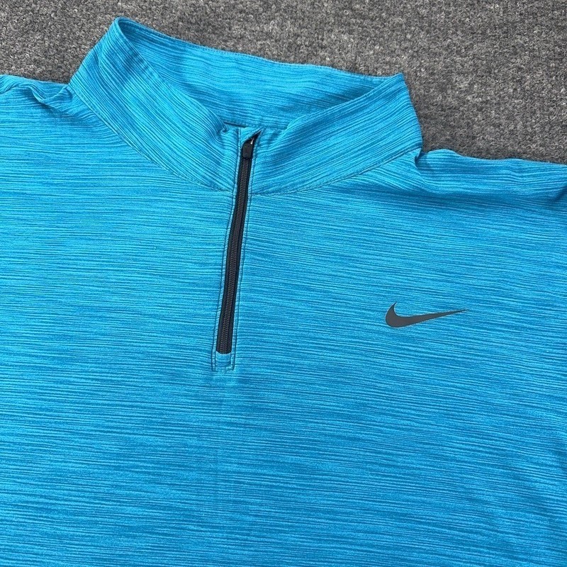 Nike Dri-FIT Mens XXLT Blue Heathered Quarter Zip Pullover Performance Shirt gallery