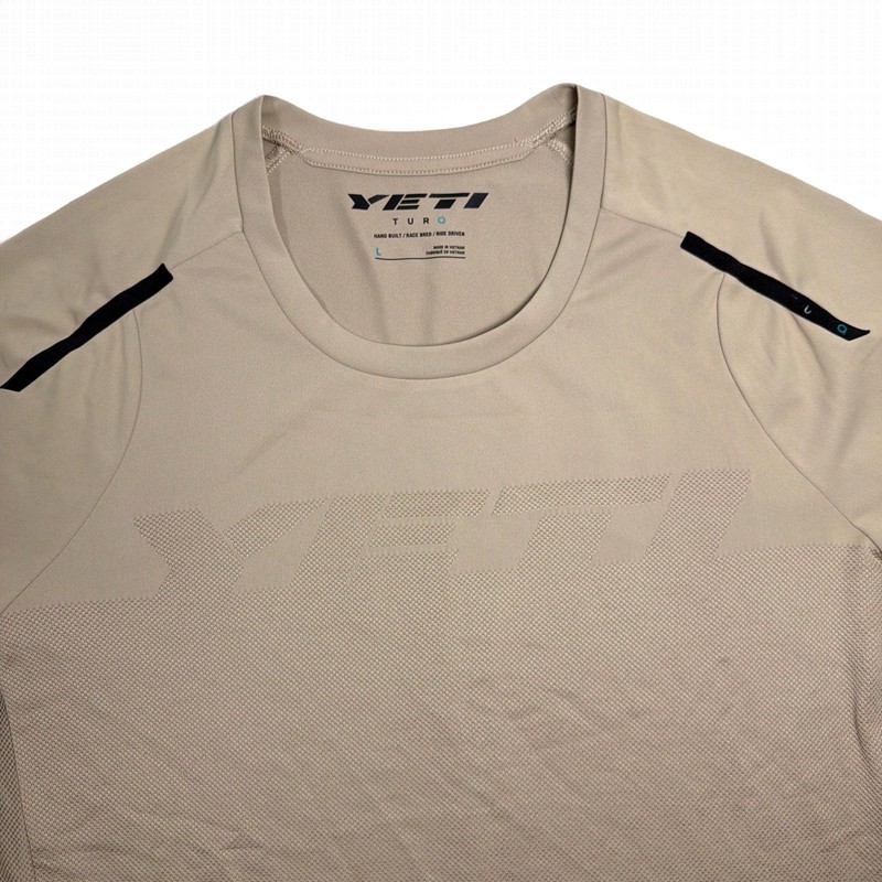 Yeti Cycles TURQ Mens Large MTB Jersey Tan Short Sleeve Performance Trail Shirt gallery