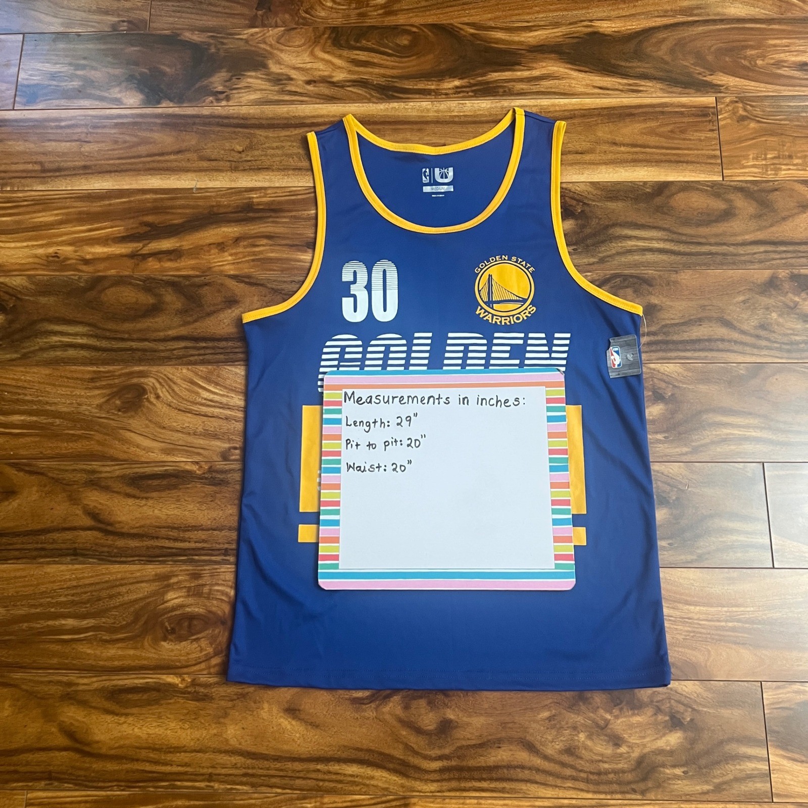 NBA Golden State Warriors Stephen Curry 30 Tank Top Jersey Blue Yellow Mens M gallery