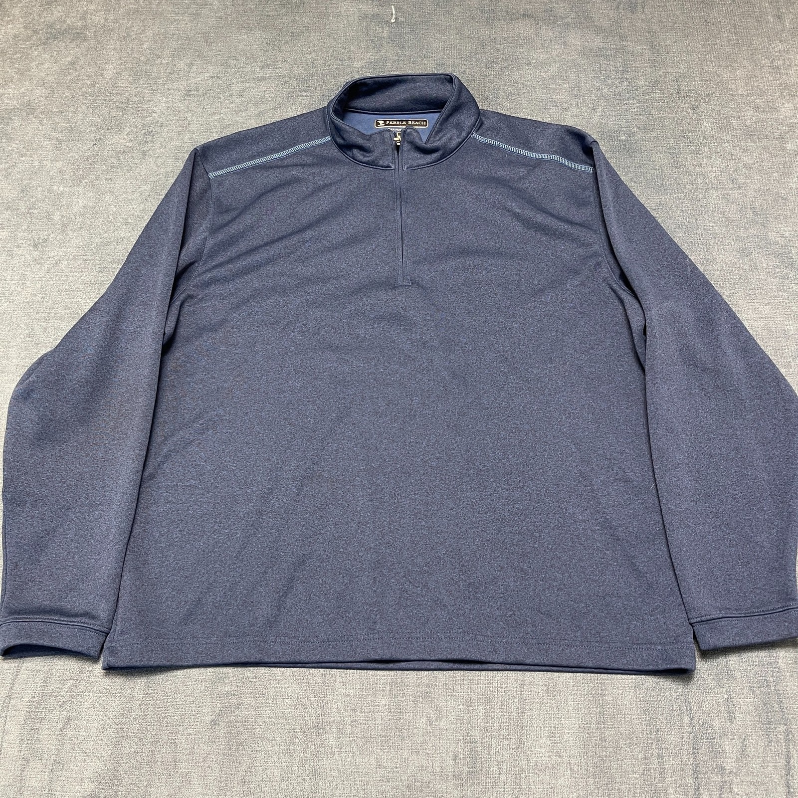 Pebble Beach Top Mens Large Blue Performance Golf Mock Neck Quarter Zip Athletic gallery
