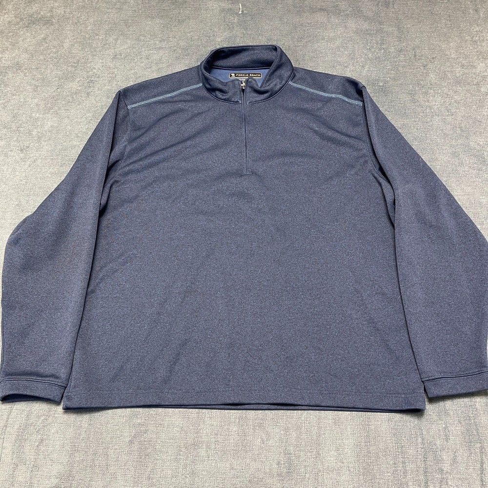 Pebble Beach Top Mens Large Blue Performance Golf Mock Neck Quarter Zip Athletic