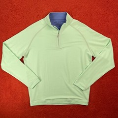 PETER MILLAR Mens MEDIUM Seaside Quarter Zip Pullover Lime Green NEW