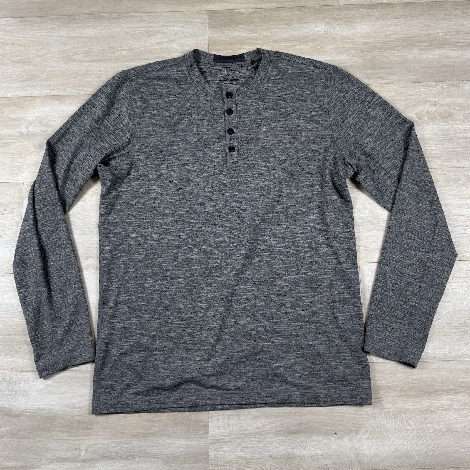 PrAna Breathe Henley Button Long Sleeve Performance Charcoal Mens Size Large gallery