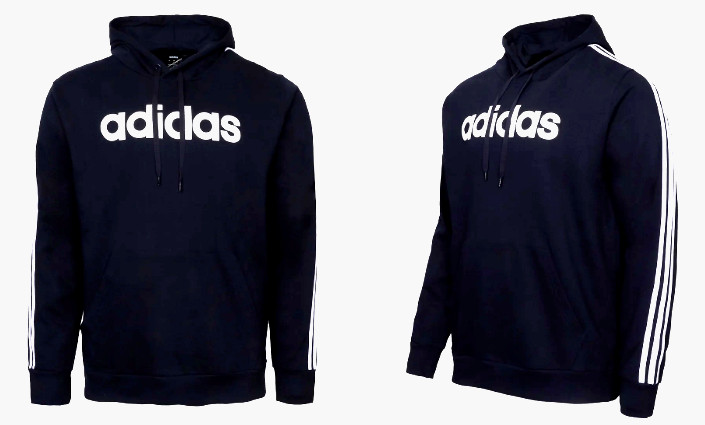 Adidas Essentials Men's Hoodie Medium Black Sweathirt 3 Stripe Logo Sport MP$55