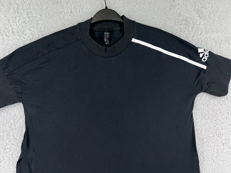 Adidas Shirt Mens Large Black Short Sleeve Open Sides Cuffed Sleeves Cotton gallery