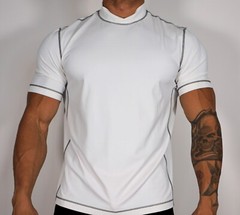 MEN’S WHITE SHORT SLEEVE NYLON SHIRT FOR MEN SIZE L