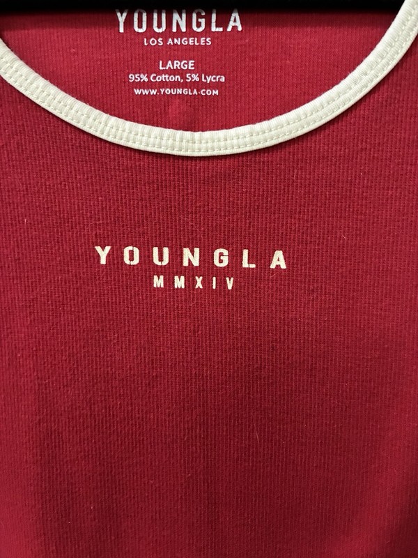 YoungLA Rocket Ribbed Jersey Tank Red Large Gently Preloved Summer Beach Gym gallery