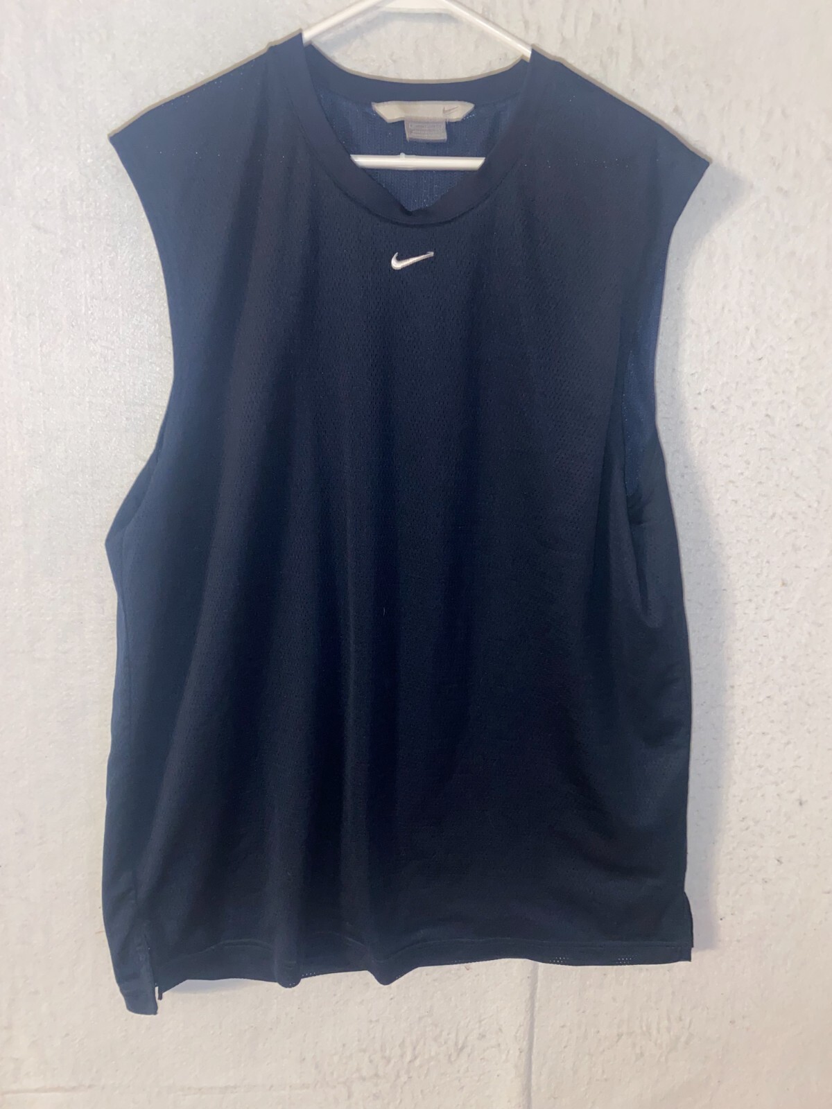 Vintage Nike Sleeveless Mesh Shirt Silver Gray Tag Blue Center Swoosh Men's XL gallery