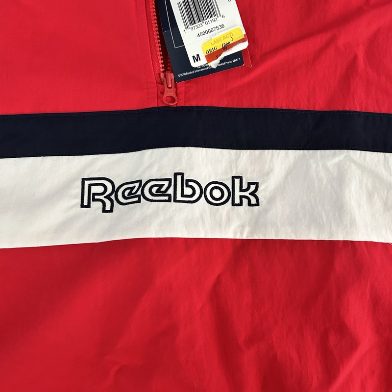 Reebok Men Retro Colorblocked Quarter-Zip Popover Red/Navy/White Size M gallery