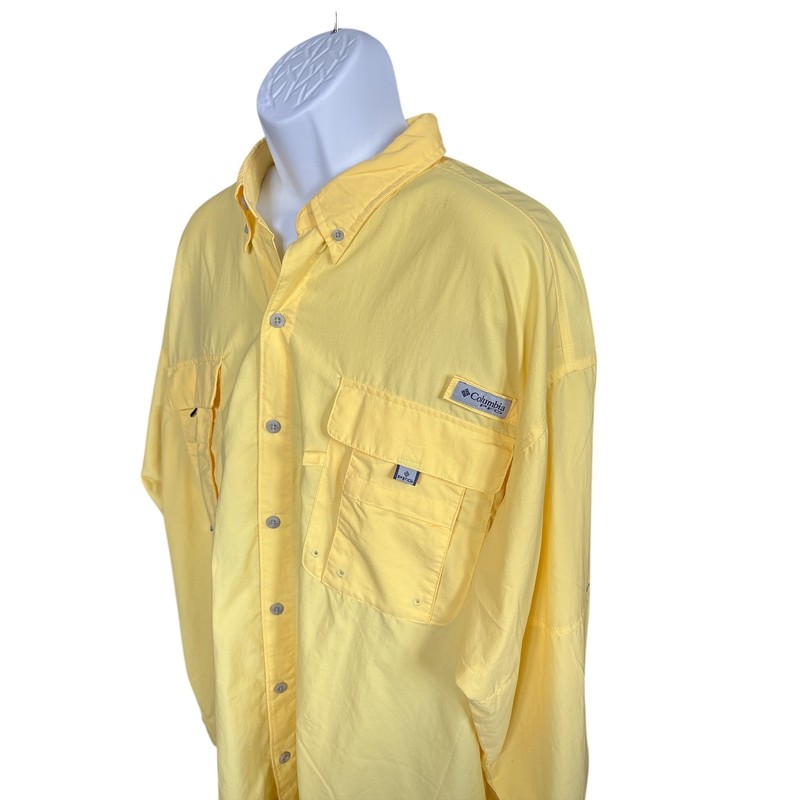 Columbia PFG Bahama II Long Sleeve Bright Yellow Fishing Shirt, Size 2X Tall gallery