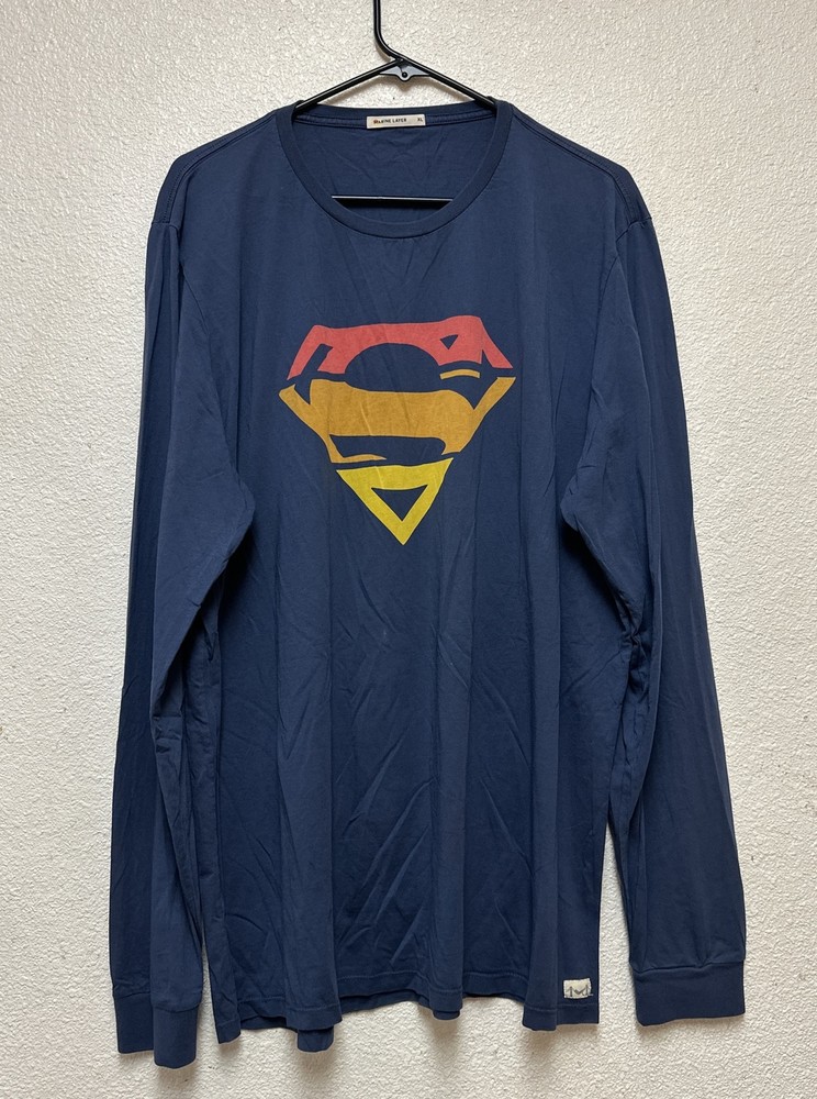 Marine Layer Men’s "SUPERMAN”blue Long Sleeve Shirt Sz XL