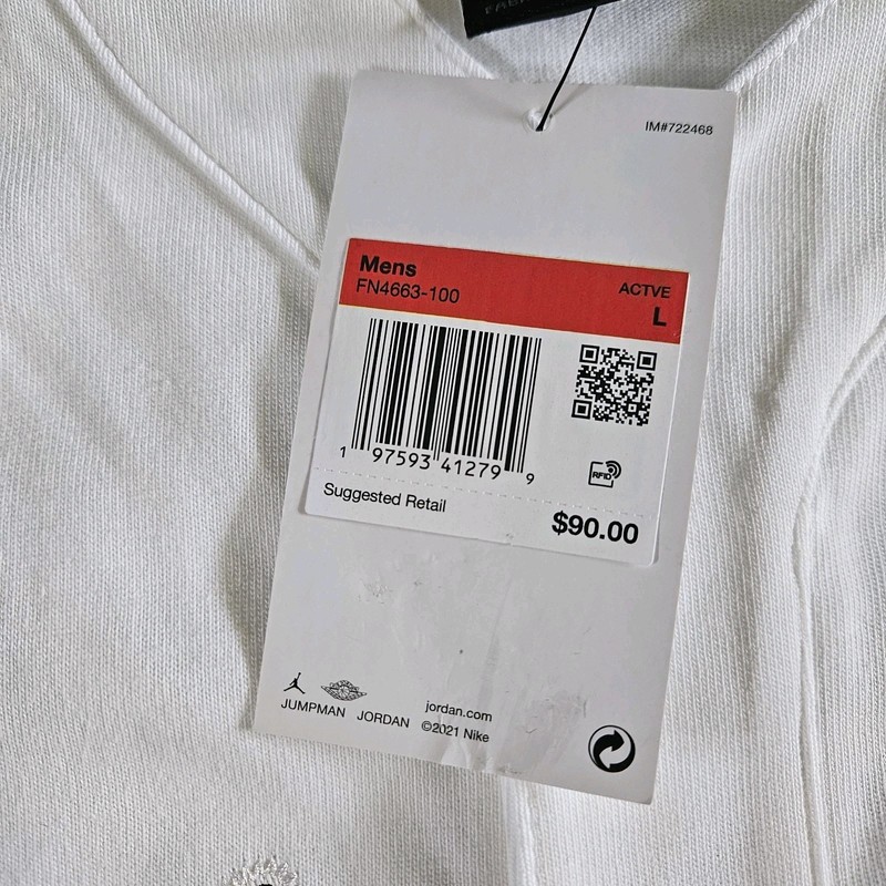 Nike Air Jordan Flight MVP Baseball Jersey White FN4663-100 Men's Size Large gallery