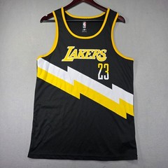 NBA Los Angeles Lakers LeBron James 23 Lightning Bolt Tank Top Black Mens Small