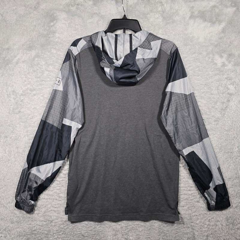 Under Armour Windbreaker Shirt Mens Small Gray Colorblock Wind Anorak Hoodie gallery