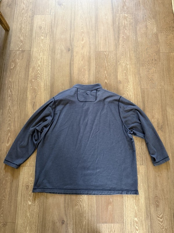 Men's XL 1/4 Zip Reversible Pullover Golf Top Gray/Blue Polyester Mock Neck Logo gallery