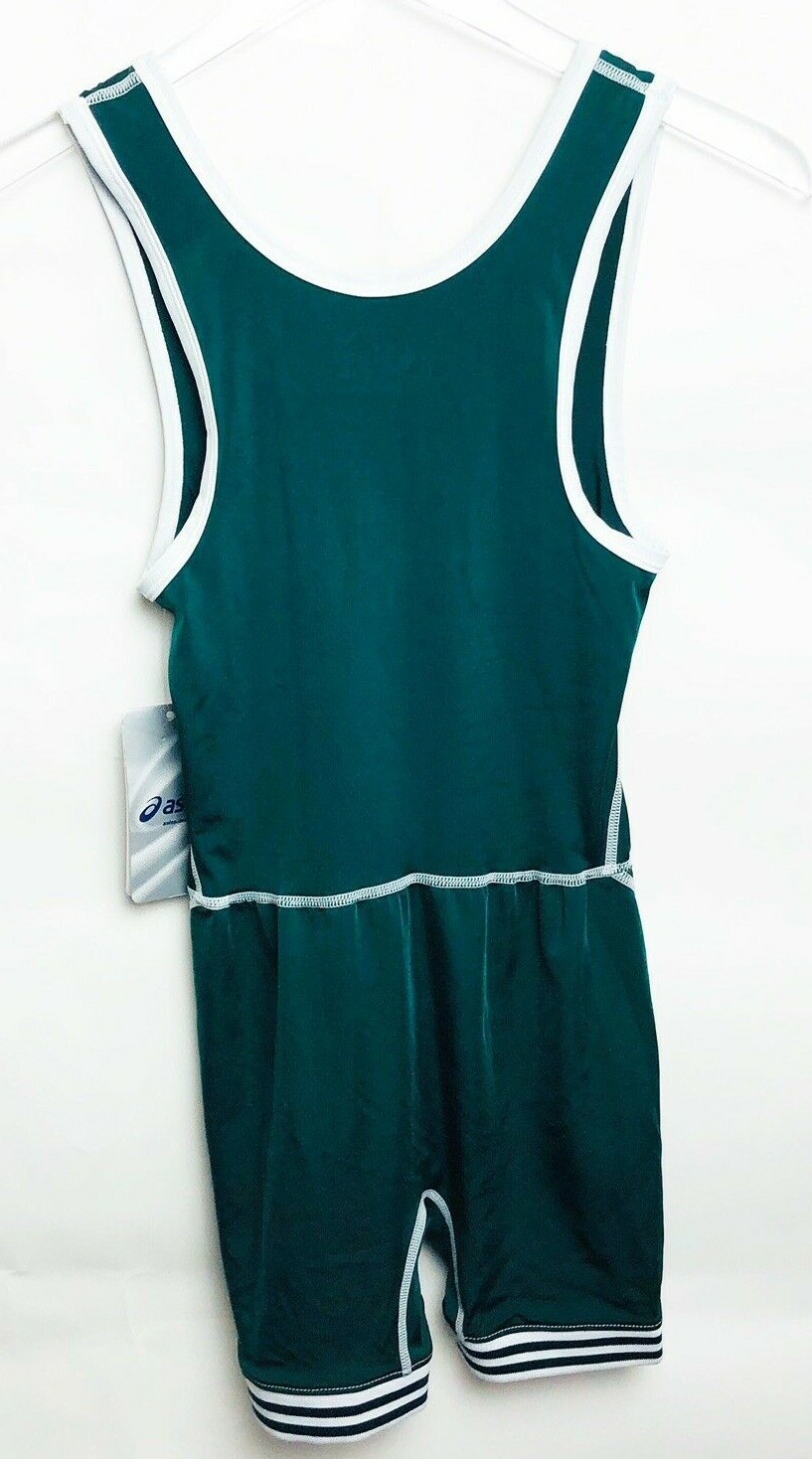 Asics SNAP DOWN Men's JT1151 Green/White Wrestling Singlet 2XS NEW gallery