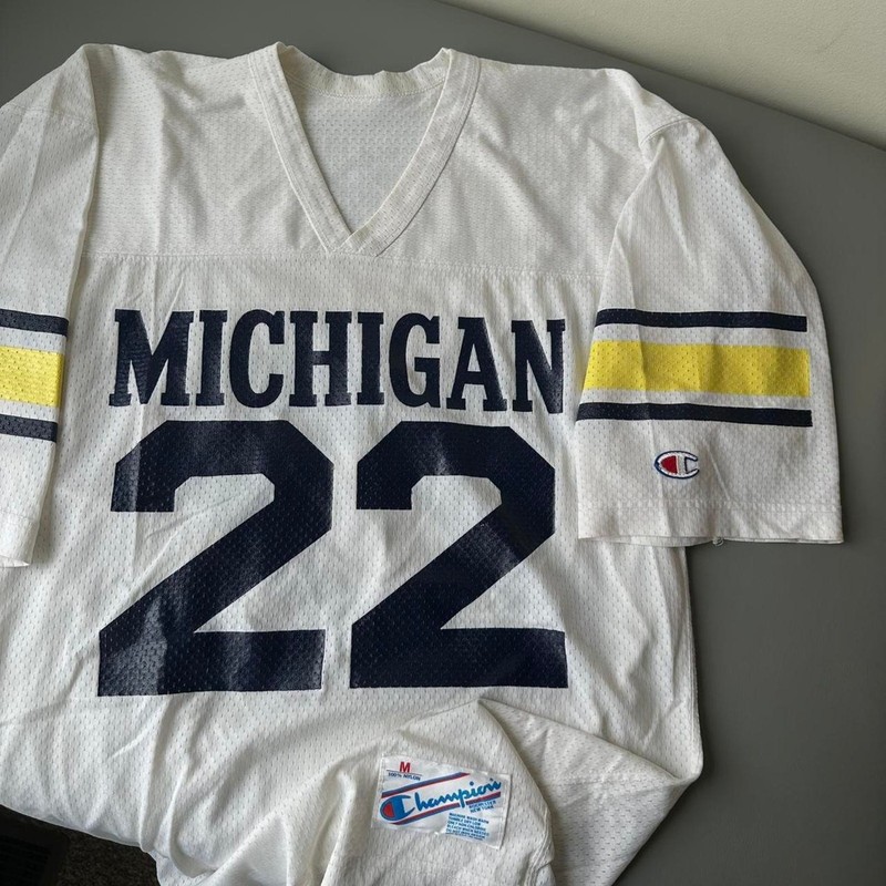Vintage 80s Champiom UofM University of Michigan Football Jersey Top gallery