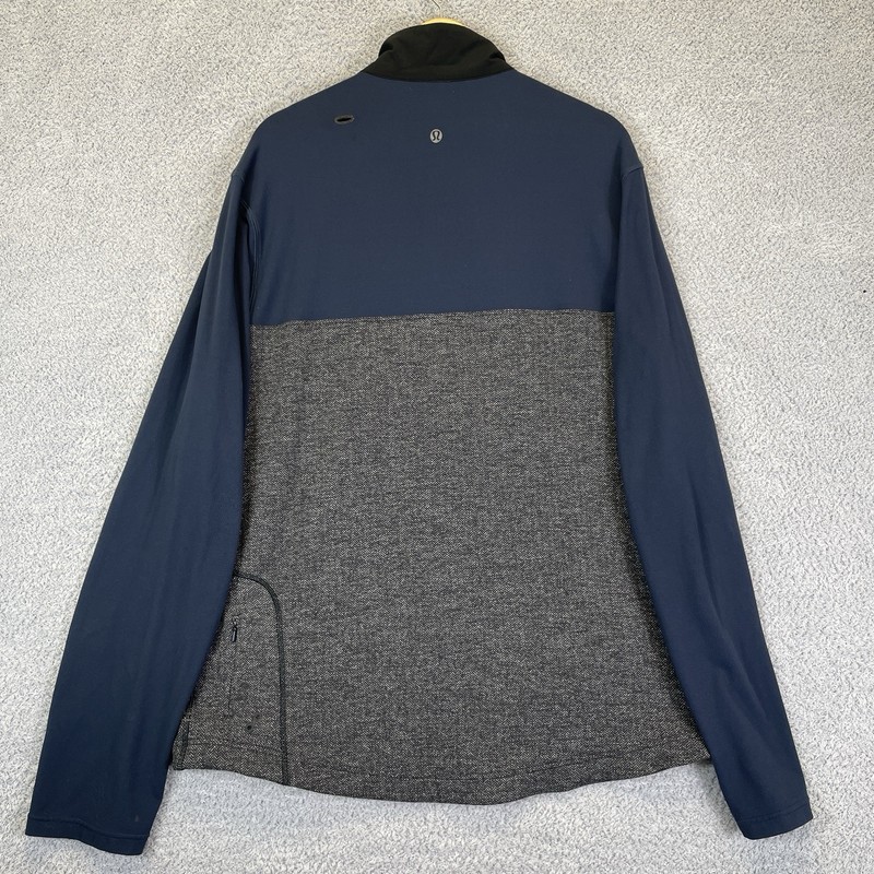 Lululemon Sprint Zip Running Pullover Men's Large Navy Gray Performance Workout gallery