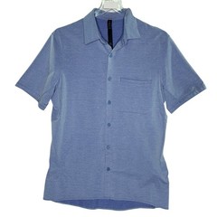 Lululemon Commission Short Sleeve Shirt M Harbor Blue Sweat Wicking