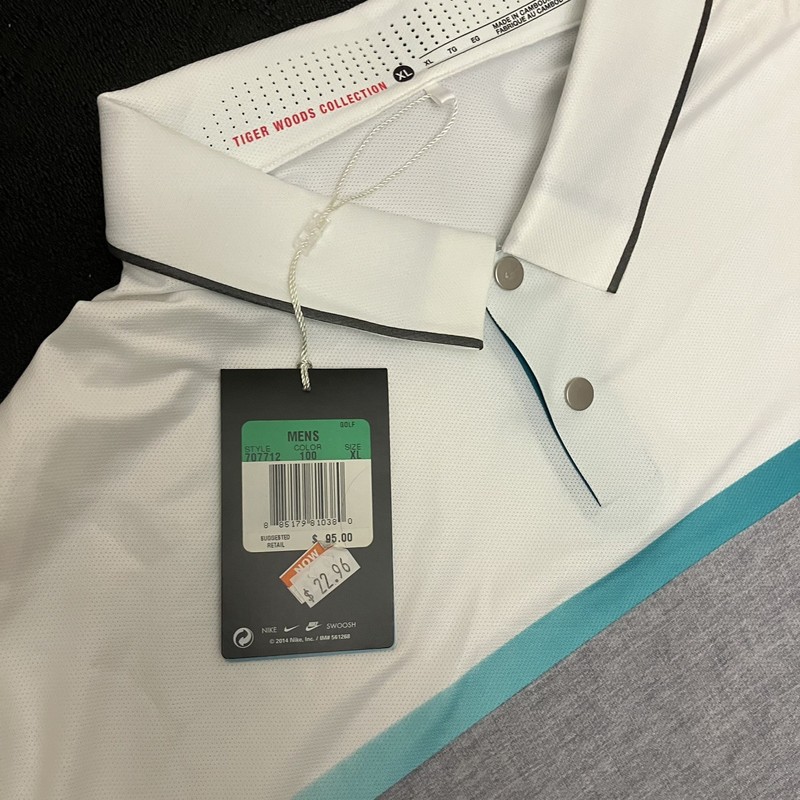 Nike Golf Tiger Woods Mobility Performance Polo 707712 100 Pure Platinum Sz XL gallery