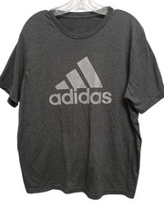 Adidas Climalite Go-To T Shirt XL Gray Short Sleeve Silver Logo Athletic Workout