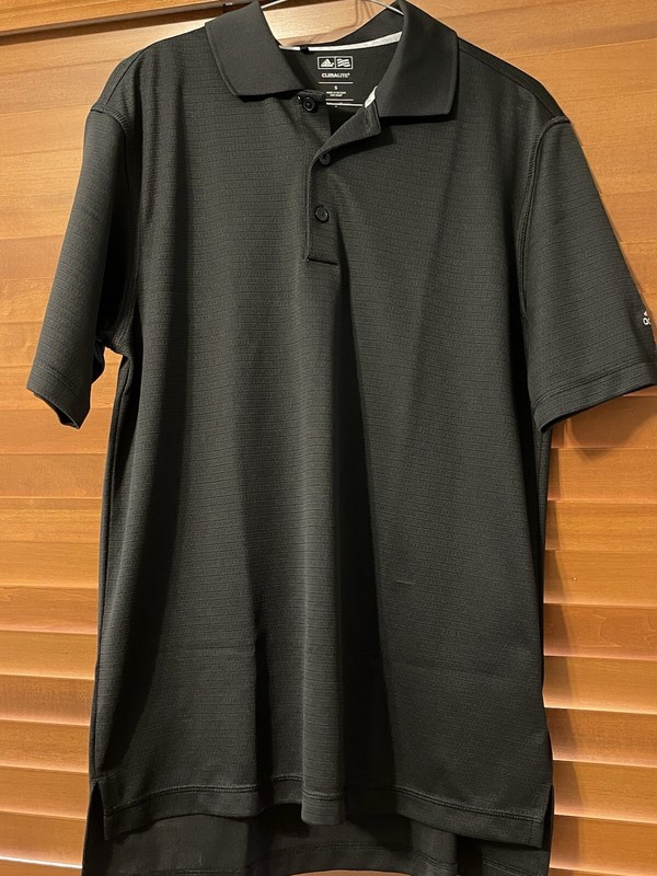 ADIDAS CLIMALITE SOLID GOLF POLO SHIRT MEN SMALL BLACK POLYESTER ATHLETIC gallery