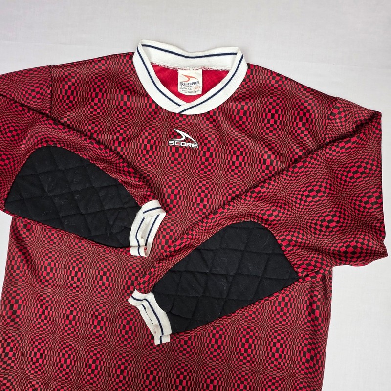 Vintage Score Goalkeeper Jersey Mens Adult Medium Red Checkered Padded gallery