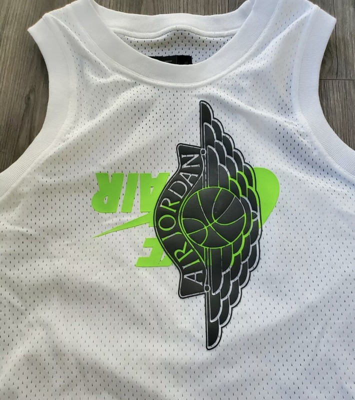 Nike Air Jordan JUMPMAN Wings Mesh Jersey White/Green/Black BQ8479-100 Men Sz XL gallery